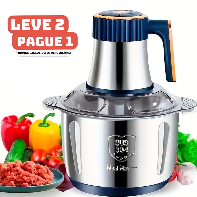 [Leve 2 Pague 1] Moedor Elétrico Multiuso TurboChef Inox 5 em 1 + BRINDE: Dispenser Giratório Automático